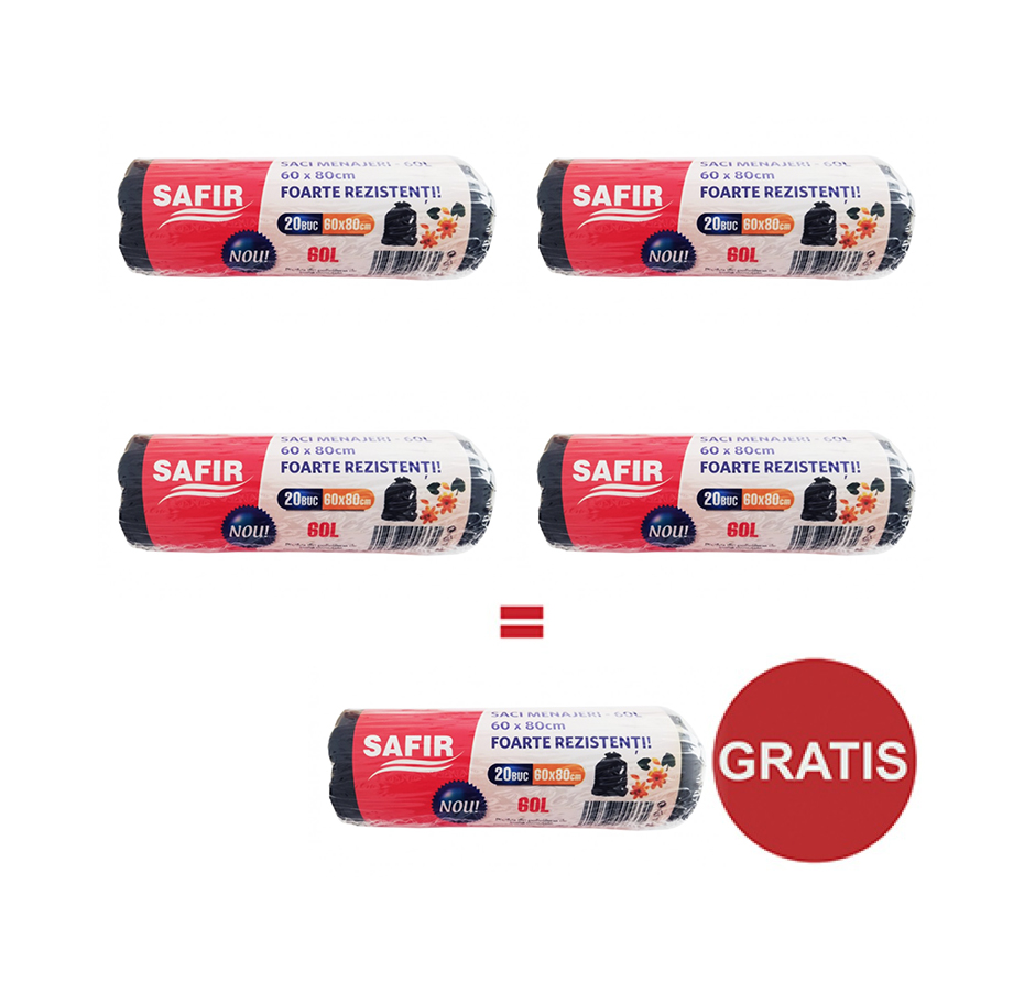 Pachet 4 Role saci meanjeri 60 L + 1 rola Gratuit Promo imagine 2022 depozituldepapetarie.ro